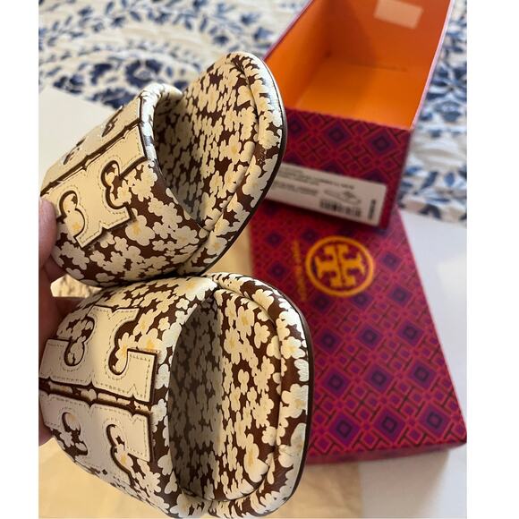 Tory Burch | Size 7.5 Double T Sport Slide - Printed Tumbled Leather - Picture 6 of 6